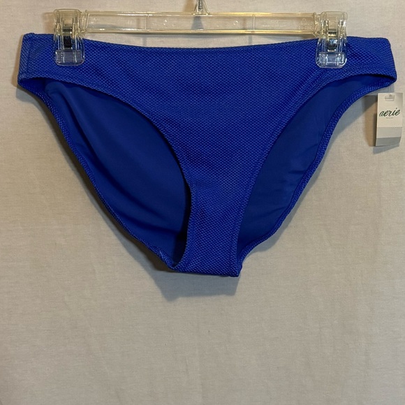 AA-361 Aerie NWT Blue Lined‎ Summer Swim Bikini Bottoms Size L - Picture 1 of 12